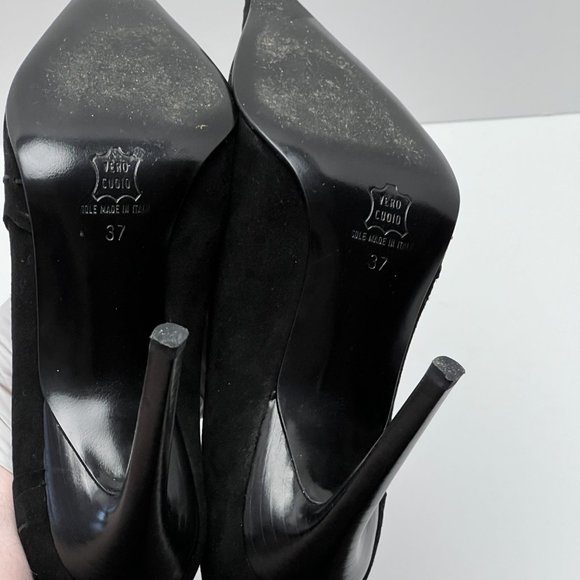 ❤️❤️Italian Suede Black Pump Heels Size 7 by Work In Progress - Picture 8 of 10
